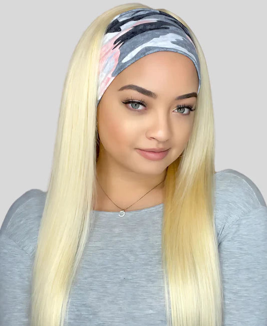 Blonde headband wig human hair