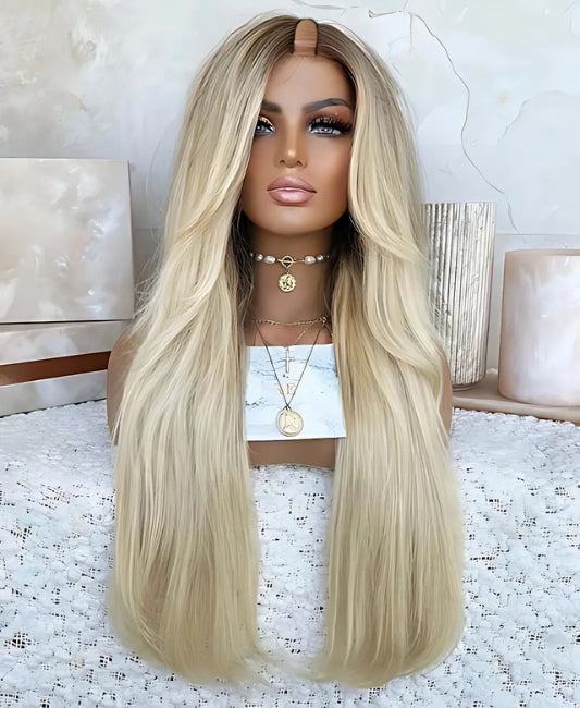 Blonde u part wig human hair