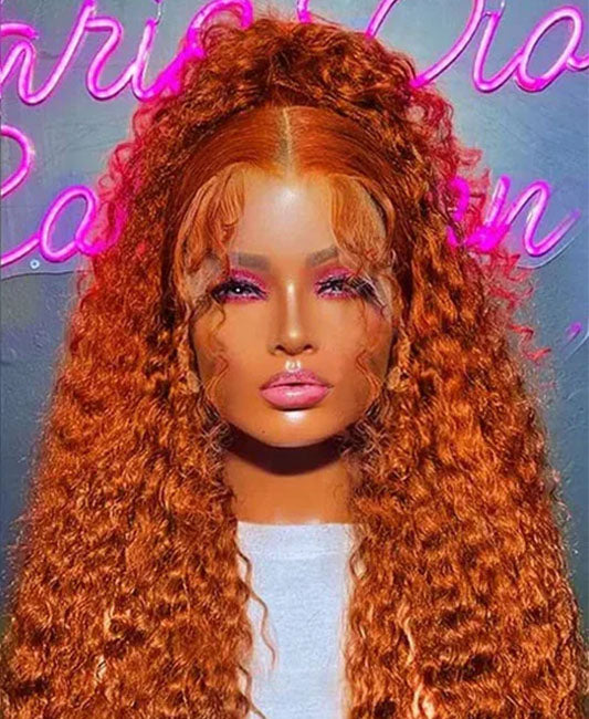 Curly lace front wig human hair