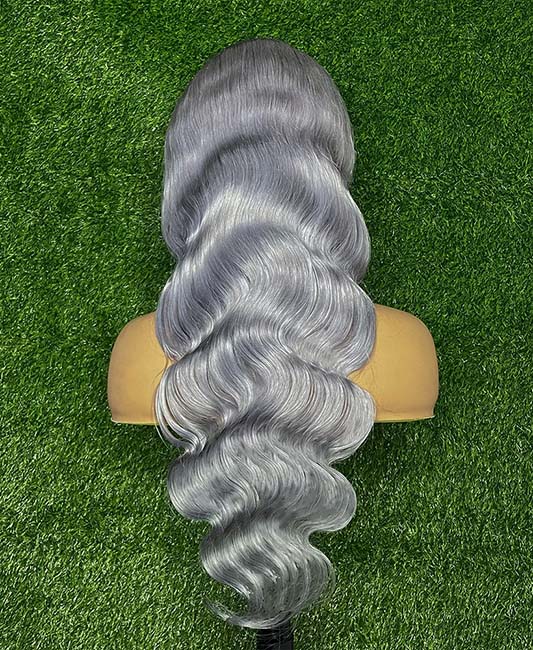 Gray lace front human hair wigs