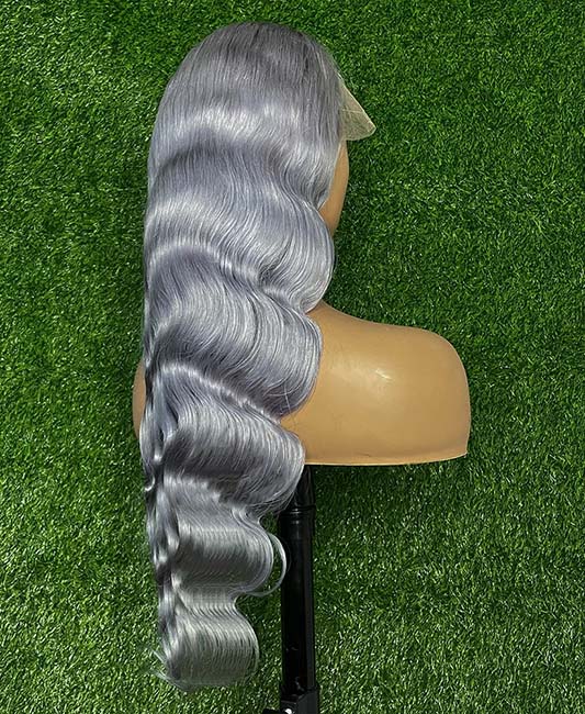 Gray lace front human hair wigs