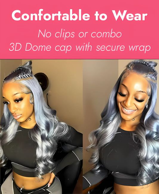 Gray lace front human hair wigs