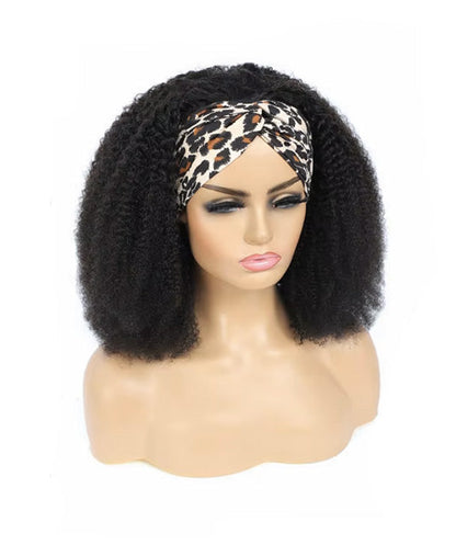 Human hair headband bun wig black women