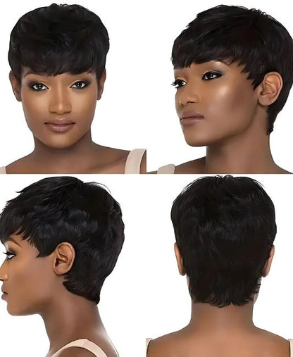 Human hair pixie cut wigs for black women