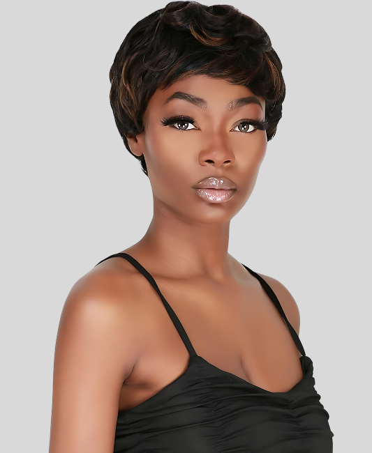 Human hair pixie cut wigs for black women