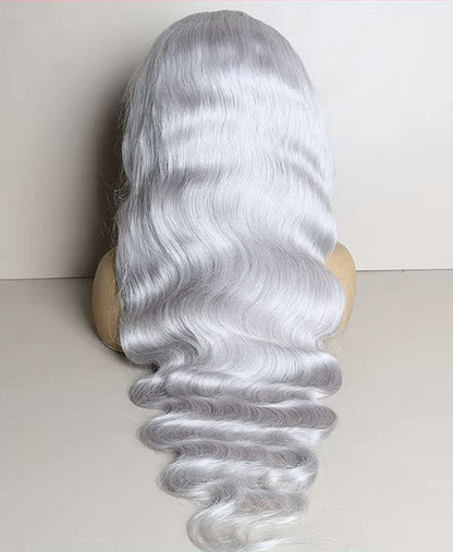 Human hair sis wigs lace front gray