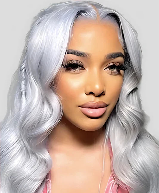 Human hair sis wigs lace front gray