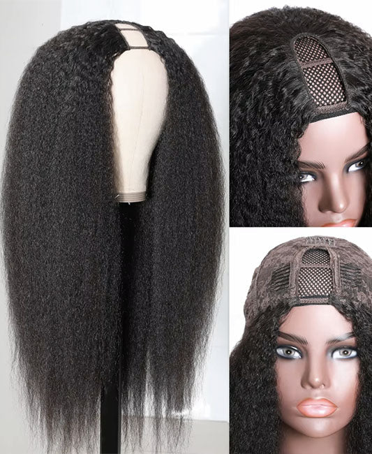 Human hair u part wigs with clips