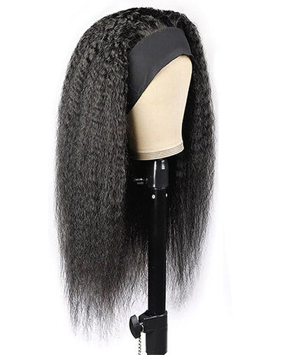 Kinky straight human hair headband wig