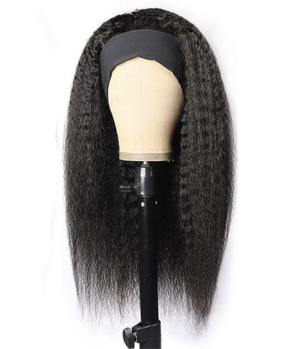 Kinky straight human hair headband wig