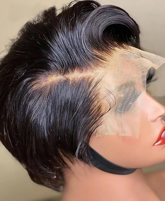 Pixie cut lace front wigs human hair