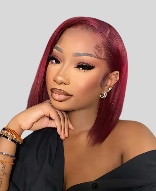 Red bob human hair wig