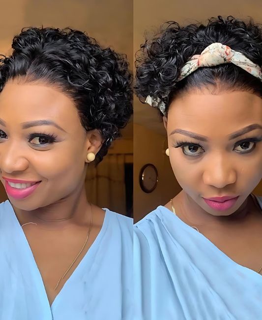 Short curly pixie human hair wigs