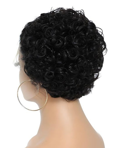 Short curly pixie human hair wigs