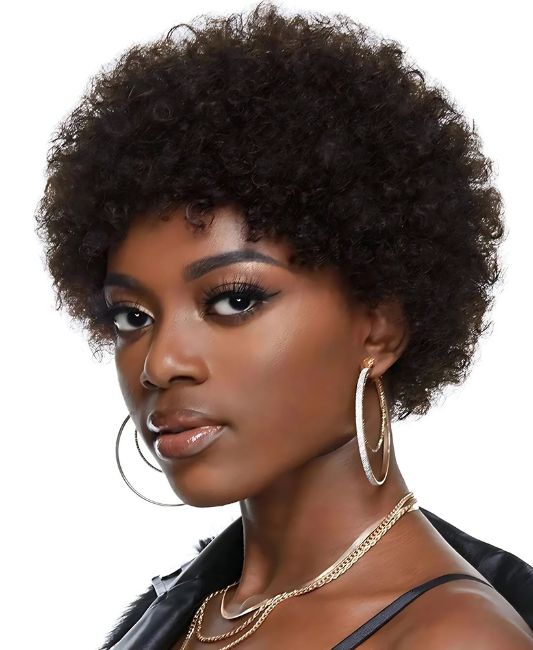 Short human hair afro wigs