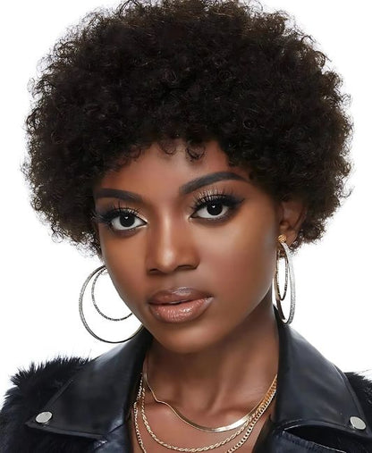 Short human hair afro wigs