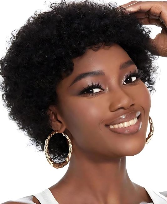 Short human hair afro wigs