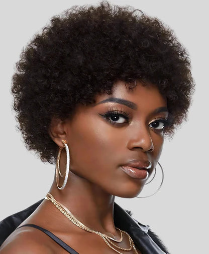 Short human hair afro wigs